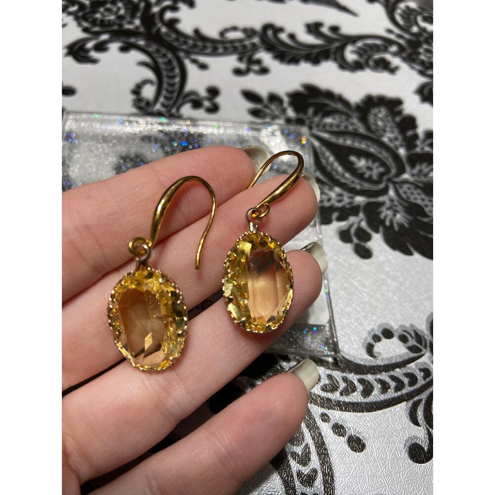 Melania Clara gold and yellow stone crystal Earrings